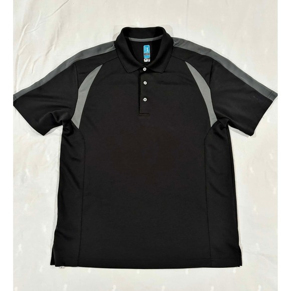 PGA Tour Other - PGA Tour Mens Polo Shirt Large Black Grey Colorblock Performance Golf Mesh Top